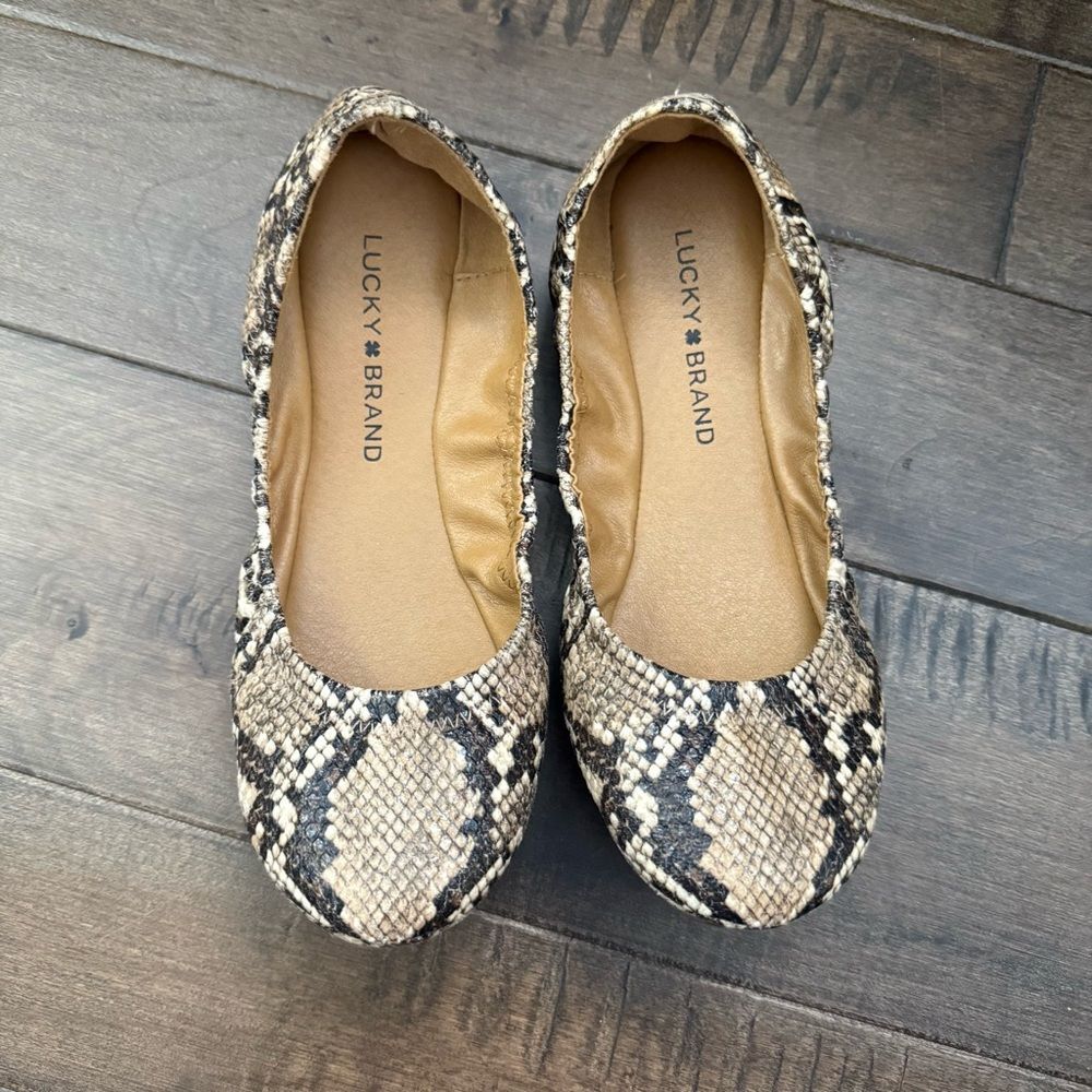 Lucky Brand Erin Snakeprint Shoes Flats Women’s 6.5